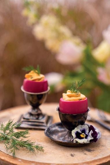 Pink Devilled Eggs